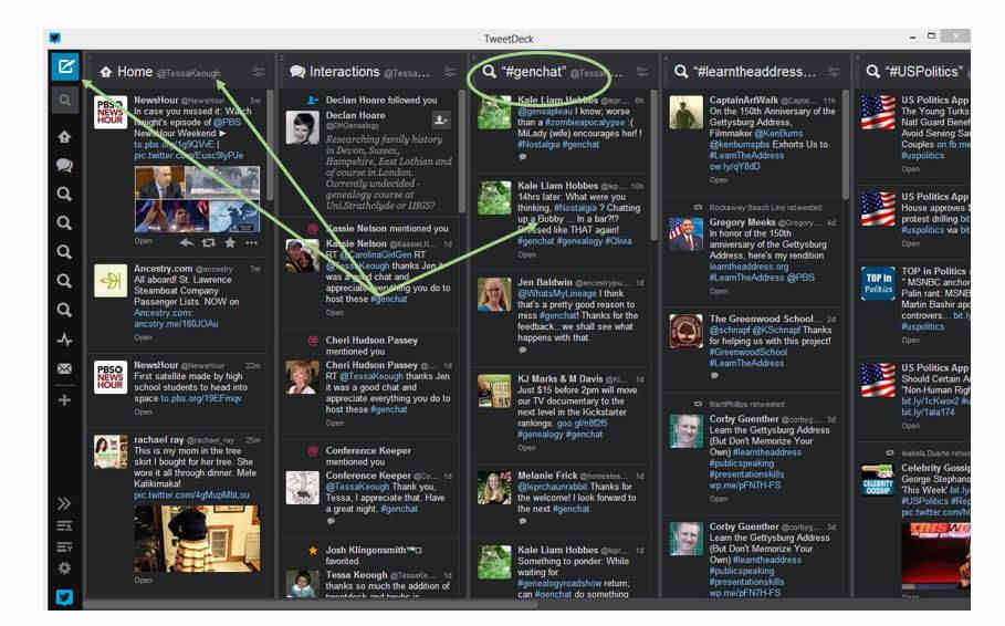 Tweet Deck – placing all of your topics (by hashtag) in their own lanes!