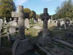Graves of Thomas Jenkins and Thomas William Jenkins at Bexleyheath Cemetery. The green Masonic symbol is visible on the senior Thomas' grave.