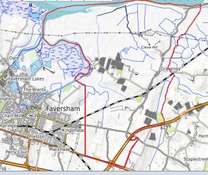 Map 1. Boundaries of study outlined in red.